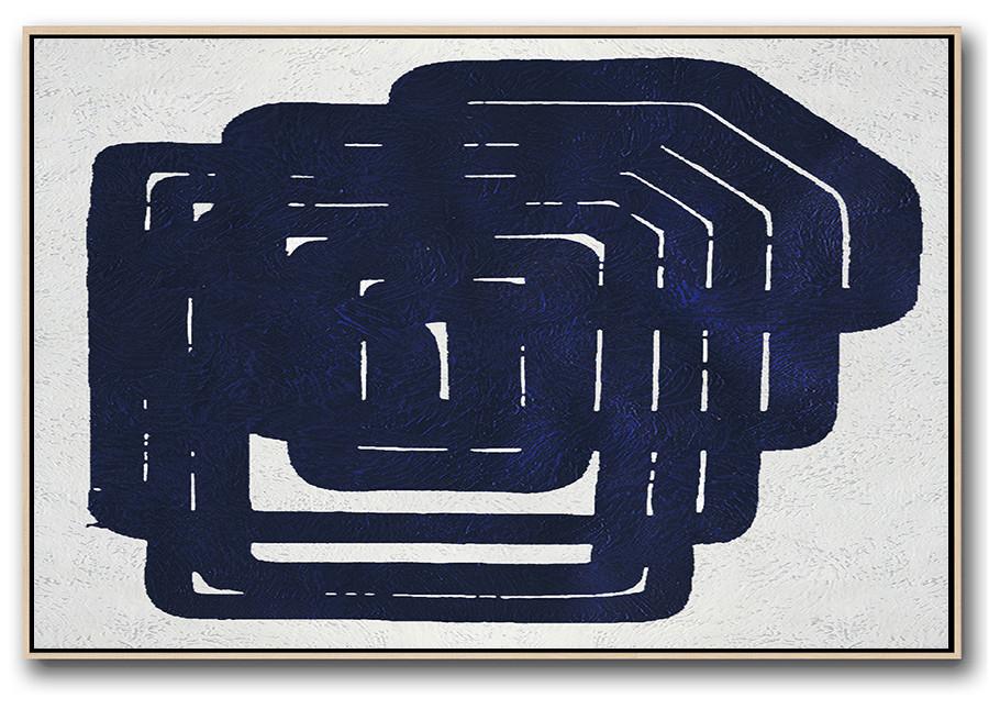 Horizontal Navy Blue Minimal Art #NV101C